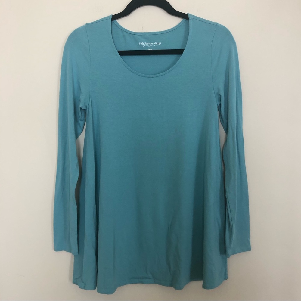 Soft Surroundings Long Sleeve Blue Tunic Top